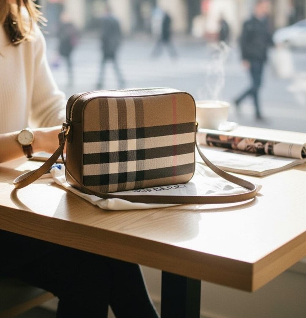 Burberry Check & Leather Shoulder Bag – Earth – NWT – Style 8114068